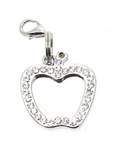 Apple Diamante Mirrored  Dog Collar Charm - If you are looking for bling then look no further. Our Bone Diamante Dog Collar Charm is encrusted with diamantes and if that was not enough it also has a mirror finish inset. It attaches to any collar's D-ring with a lobster clip.