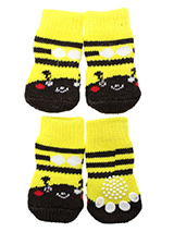 Bumblebee Pet Socks - These fun and functional doggie socks protect your dogs paws from mud, snow, ice, hot pavement, hot sand and other extreme weather. Made from 95% cotton & 5% spandex making them comfortable and secure. Each sock features a paw shaped anti-slip silica pad & help keep your house sanitary. (set of 4).