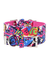 Pink Graffiti Fabric Collar - Our Pink Graffiti Collar is a street art inspired design. It is lightweight and incredibly strong. The collar has been finished with chrome detailing including the eyelets and tip of the collar. A matching lead, harness and bandana are available to purchase separately. You can be sure that this styl...