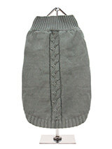 Grey Cable Sweater - A traditional style cable knit sweater is truly timeless and will keep your dog warm and snug in the cold days ahead. Finished with an on trend high neck and elasticated sleeves to ensure a great fit from front to back make this sweater extra cosy and the vibrant pattern will brighten up even the gr...