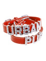 Red Leather Personalised Dog Collar (Diamante Letters)